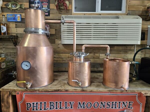 ten gallon copper still with thumper and worm