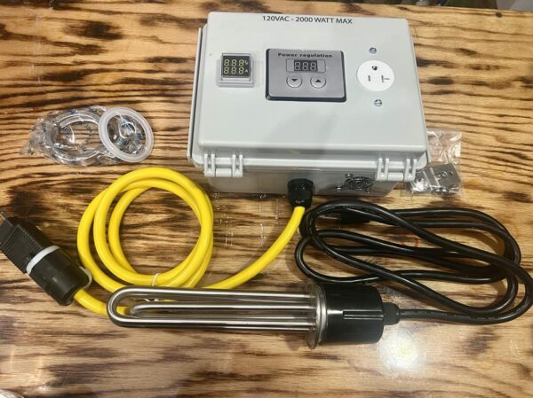 120-volt SCR and 2,000 watt heating element for distilling.