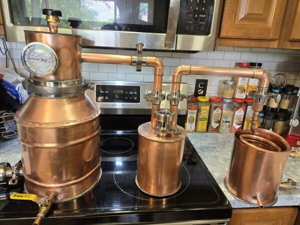 3 Gallon Copper Still with Thumper, and Worm