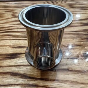 2 Inch Tri-Clamp Tee with 1/2 Inch Female NPT.
