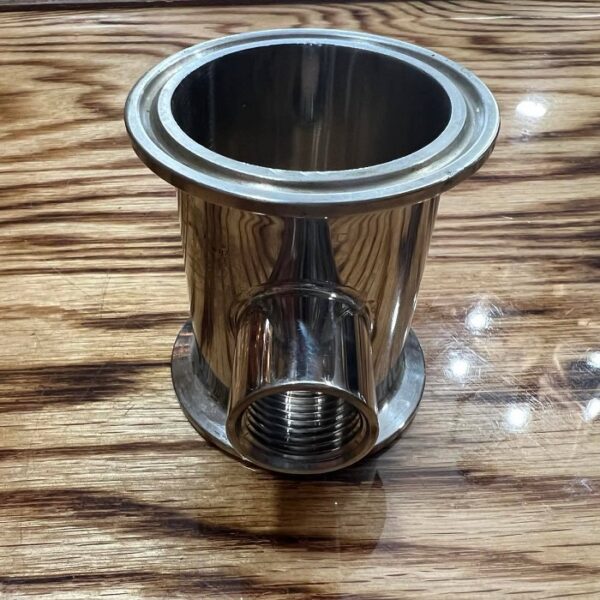 2 Inch Tri-Clamp Tee with 1/2 Inch Female NPT.