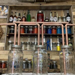 Copper mason jar thumper setup for distilling.