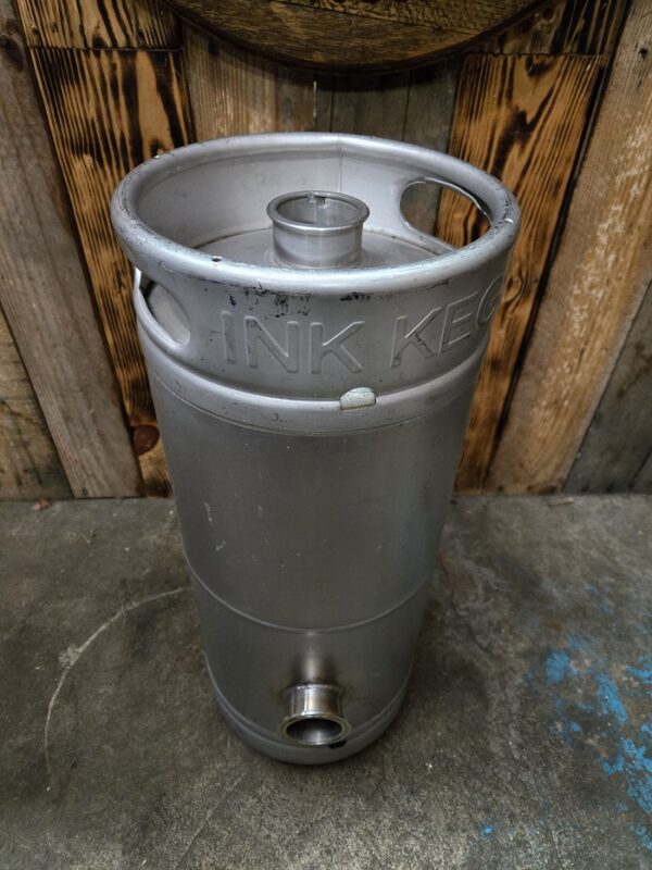 Welded slim 5-gallon keg for distilling.