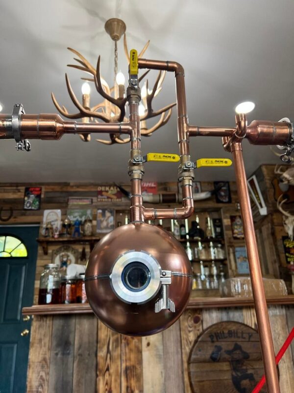 One gallon copper thumper with bypass for distilling.
