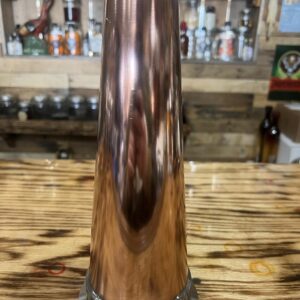 Polished copper reducer, 4 inch to 2 inch, 11 inches long.