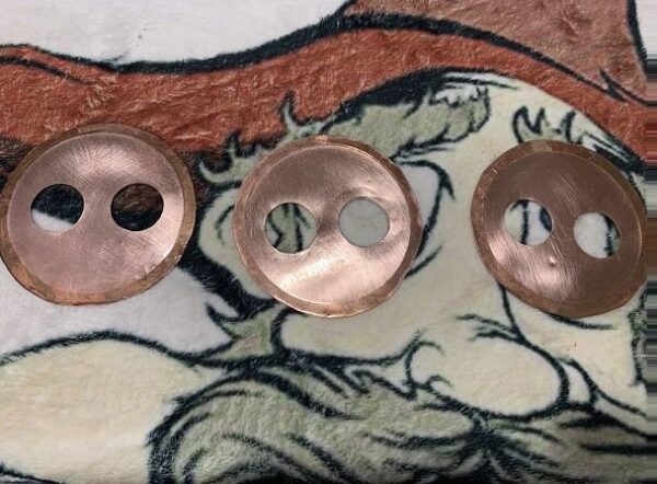 Three quarter inch copper mason jar thumper lids.