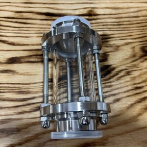 2 inch tri-clamp in-line sight glass, stainless steel and glass.