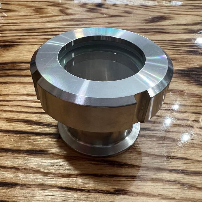 Two inch front facing stainless sight glass.