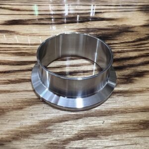 Stainless steel long weld tri clover ferrule.