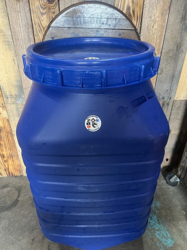 65-gallon fermentation barrel.