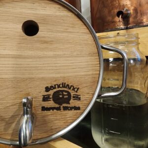 Oak barrel for aging bourbon.