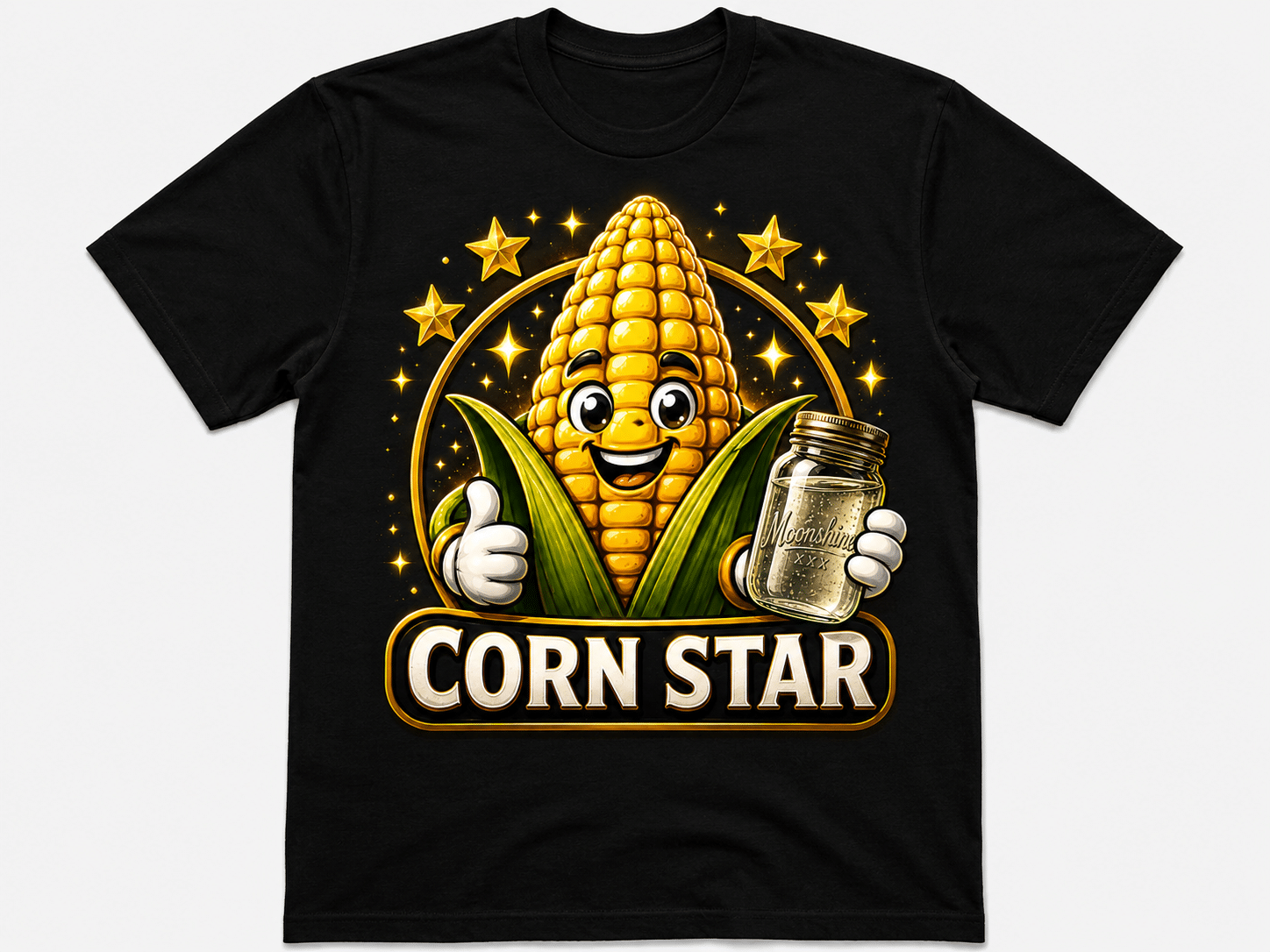 The absolute coolest moonshiner shirt ever. Be a corn star.