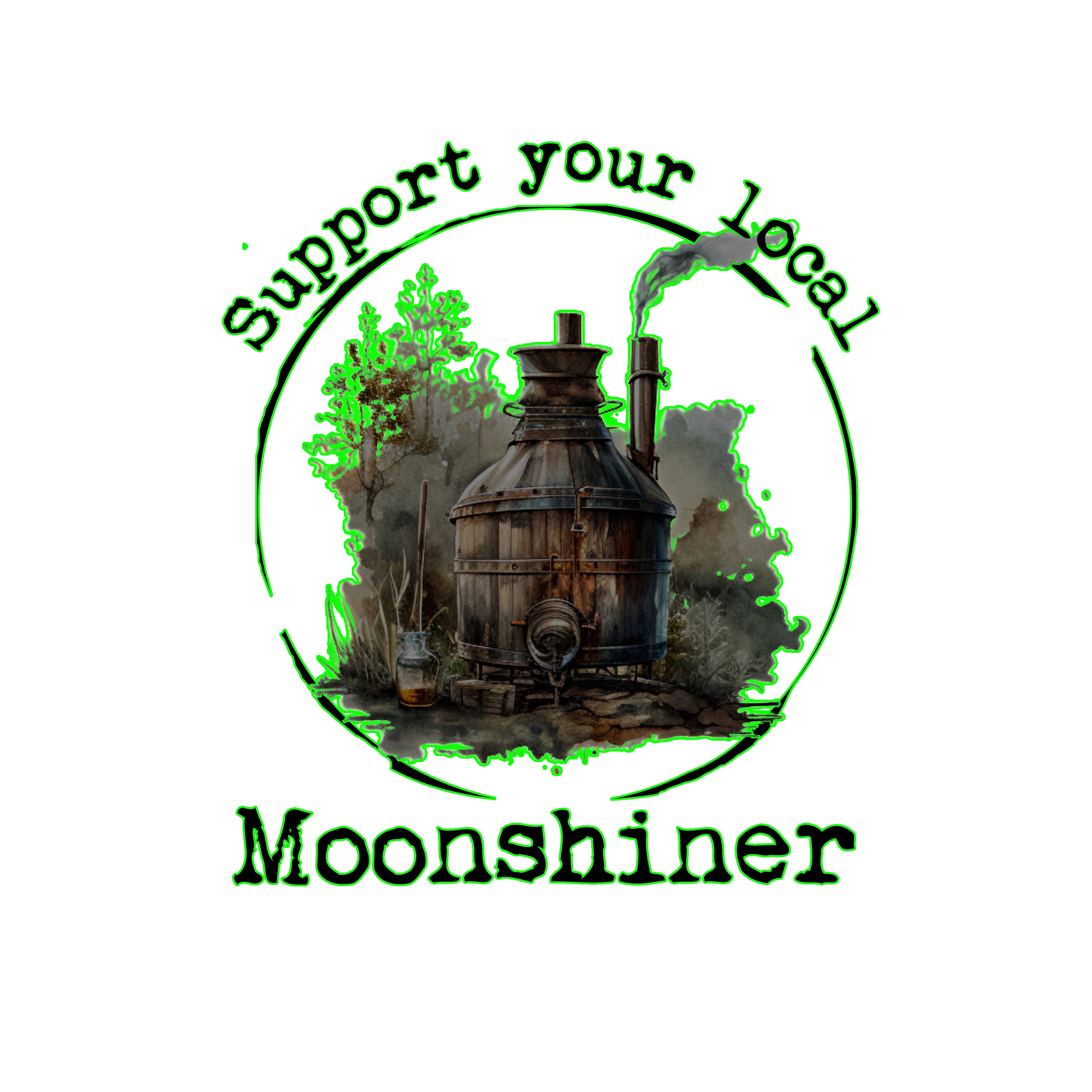 Support your local moonshiner stickers.