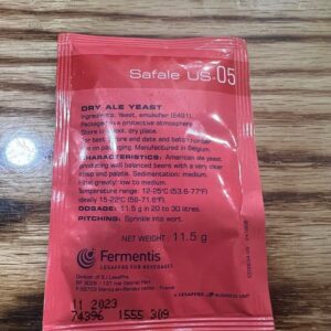 One packet of ale yeast for brewing.