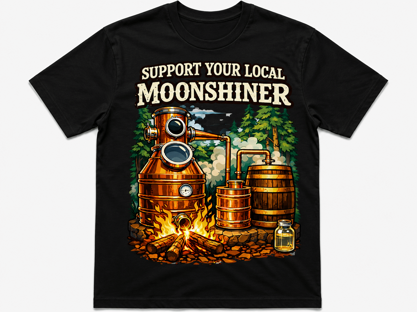One of a kind support your local moonshiner t shit made by PhilBilly Moonshine.