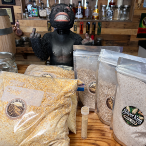 PhilBilly’s Beginner Simple Sour Mash Grain Kit with Yellow Dent Corn, Silver King White Corn, malted barley and distiller’s yeast.